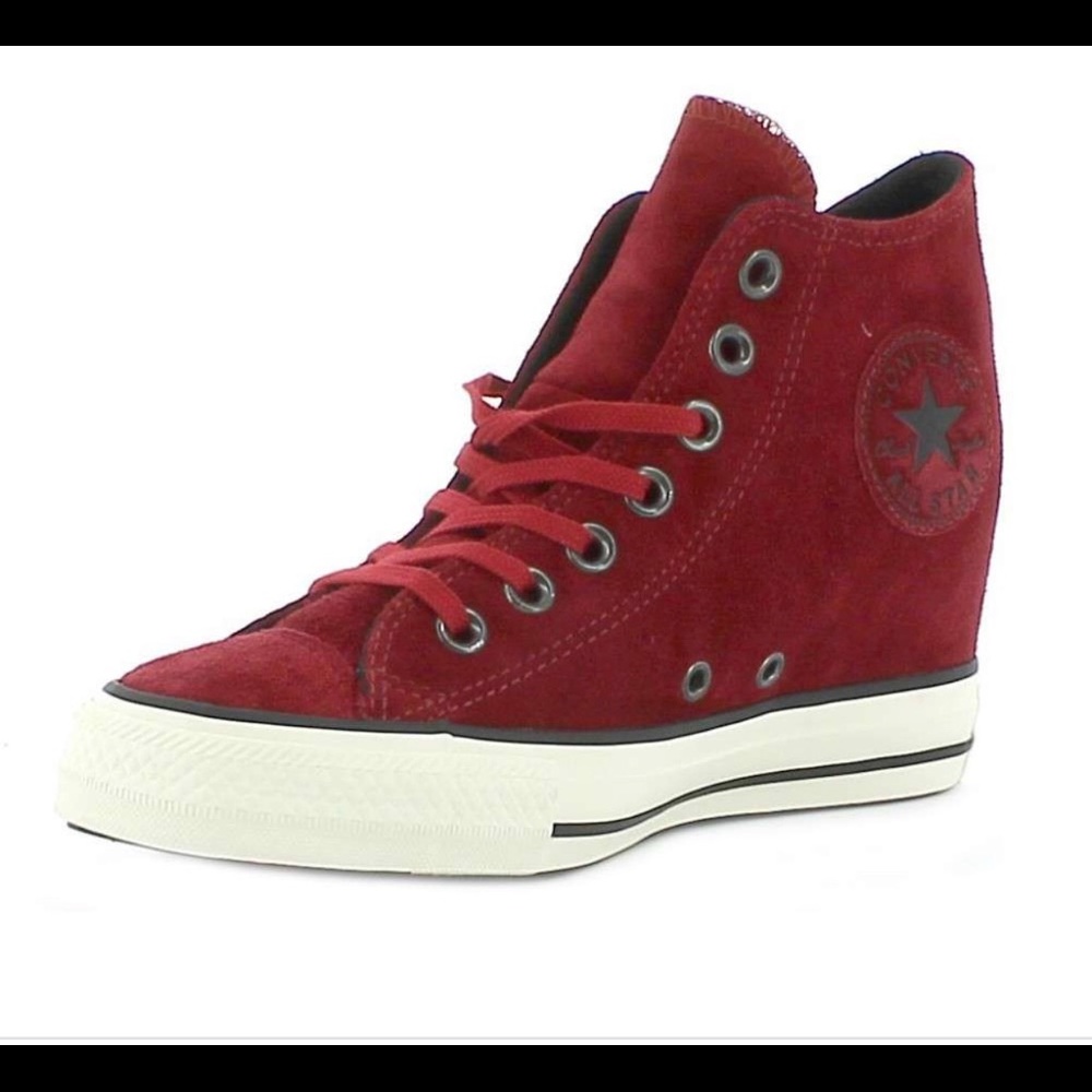 New converse red suede high tops, heel rise high 9